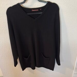 525 America Black V-Neck Sweater Knit Casual